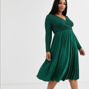 River Island Green Plus Size Midi Faux Wrap Dress
